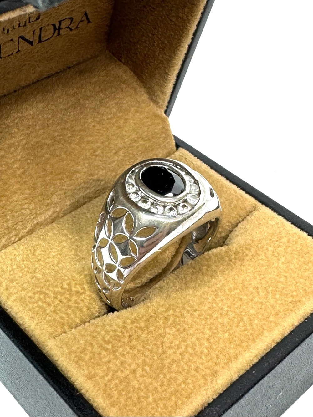 925 Sterling Silver Black Stone Ring Size 10 Vintage Style Used Mens